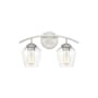 Meridian 2 Light 16" Wide Bathroom Vanity Light with Clear Glass Shades Brushed Nickel