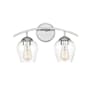 Meridian 2 Light 16" Wide Bathroom Vanity Light with Clear Glass Shades Chrome