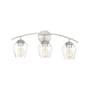 Meridian 3 Light 24" Wide Bathroom Vanity Light with Clear Glass Shades Brushed Nickel