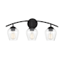 Meridian 3 Light 24" Wide Bathroom Vanity Light with Clear Glass Shades Matte Black