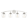 Meridian 4 Light 33" Wide Bathroom Vanity Light with Clear Glass Shades Brushed Nickel
