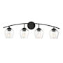 Meridian 4 Light 33" Wide Bathroom Vanity Light with Clear Glass Shades Matte Black