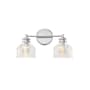 Meridian 2 Light 16" Wide Bathroom Vanity Light with Halophane Glass Shades Chrome