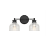 Meridian 2 Light 16" Wide Bathroom Vanity Light with Halophane Glass Shades Matte Black