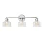 Meridian 3 Light 24" Wide Bathroom Vanity Light with Halophane Glass Shades Chrome