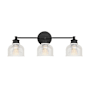 Meridian 3 Light 24" Wide Bathroom Vanity Light with Halophane Glass Shades Matte Black