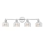 Meridian 4 Light 32" Wide Bathroom Vanity Light with Halophane Glass Shades Chrome