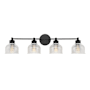 Meridian 4 Light 32" Wide Bathroom Vanity Light with Halophane Glass Shades Matte Black