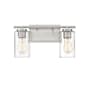 Meridian 2 Light 15" Wide Bathroom Vanity Light with Swirl Glass Shades Brushed Nickel