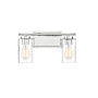 Meridian 2 Light 15" Wide Bathroom Vanity Light with Swirl Glass Shades Chrome
