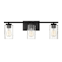 Meridian 3 Light 24" Wide Bathroom Vanity Light with Swirl Glass Shades Matte Black