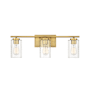 Meridian 3 Light 24" Wide Bathroom Vanity Light with Swirl Glass Shades Natural Brass