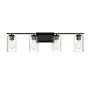 Meridian 4 Light 32" Wide Bathroom Vanity Light with Swirl Glass Shades Matte Black