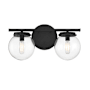 Meridian 2 Light 16" Wide Bathroom Vanity Light Matte Black