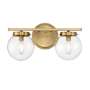 Meridian 2 Light 16" Wide Bathroom Vanity Light Natural Brass