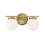 Meridian 2 Light 16" Wide Bathroom Vanity Light Natural Brass