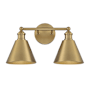 Meridian 2 Light 17" Wide Bathroom Vanity Light Natural Brass