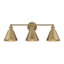 Meridian 3 Light 27" Wide Bathroom Vanity Light Natural Brass