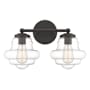 Meridian 2 Light 17" Wide Vanity Light with Clear Glass Shades Oil Rubbed Bronze