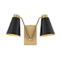 Meridian 2 Light 11" Tall Wall Sconce Matte Black / Natural Brass