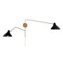 Meridian 2 Light 21" Tall Hardwired or Plug-In Wall Sconce Matte Black / Natural Brass