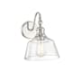 Meridian 12" Tall Wall Sconce with Hammered Glass Shade Polished Nickel