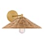 Meridian 8" Tall Wall Sconce with Rattan Shade Natural Brass
