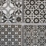 Merola Tile Classico - 12" x 12" Square Encaustic Floor and Wall Mosaic Tile - Glossy Porcelain Visual - Sold by Carton (9.6 SF/Carton) Black