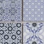 Merola Tile Classico - 12" x 12" Square Encaustic Floor and Wall Mosaic Tile - Glossy Porcelain Visual - Sold by Carton (9.6 SF/Carton) Blue