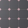 Merola Tile Vaudeville Octagon - 8" x 8" Geometric Floor and Wall Tile - Matte Visual - Sold by Carton (11.25 SF/Carton) Antracita with Taco Pink