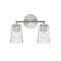 Millennium Lighting Ashli 2 Light 14" Wide Vanity Light with Patterned Glass Shades Brushed Nickel