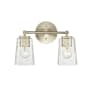 Millennium Lighting Ashli 2 Light 14" Wide Vanity Light with Patterned Glass Shades Modern Gold