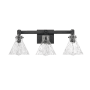 Millennium Lighting Barlon 3 Light 26" Wide Vanity Light with Water Glass Shades Matte Black