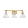 Millennium Lighting Barlon 3 Light 26" Wide Vanity Light with Water Glass Shades Vintage Brass