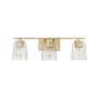 Millennium Lighting Saben 3 Light 23" Wide Vanity Light with Patterned Glass Shades Vintage Brass