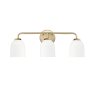 Millennium Lighting Norah 3 Light 23" Wide Vanity Light with Frosted Ribbed Glass Shades Vintage Brass