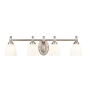 Millennium Lighting 4 Light 30" Wide Vanity Light with White Frosted Glass Shades Satin Nickel