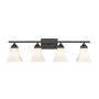 Millennium Lighting 4 Light 32" Wide Vanity Light with Frosted Glass Shades Matte Black