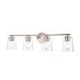 Millennium Lighting 4 Light 34" Wide Bathroom Vanity Light with Clear Glass Shades Brushed Nickel