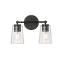 Millennium Lighting Ashli 2 Light 14" Wide Vanity Light with Patterned Glass Shades Matte Black