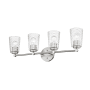 Millennium Lighting Ashli 4 Light 28" Wide Vanity Light with Patterned Glass Shades Brushed Nickel