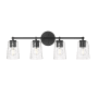 Millennium Lighting Ashli 4 Light 28" Wide Vanity Light with Patterned Glass Shades Matte Black