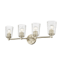 Millennium Lighting Ashli 4 Light 28" Wide Vanity Light with Patterned Glass Shades Modern Gold