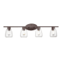 Millennium Lighting 4 Light 34" Wide Vanity Light with Clear Glass Shades Rubbed Bronze