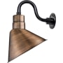 Millennium Lighting RLM 1 Light Outdoor Wall Sconce with 12" Wide Shade and 10" Gooseneck Stem Natural Copper