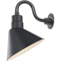 Millennium Lighting RLM 1 Light Outdoor Wall Sconce with 12" Wide Shade and 10" Gooseneck Stem Satin Black