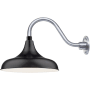 Millennium Lighting RLM 1 Light Outdoor Wall Sconce with 14" Wide Modified Warehouse Shade and 15" Gooseneck Stem Satin Black