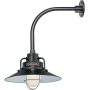 Millennium Lighting RLM 1 Light Outdoor Wall Sconce with 14" Wide Railroad Shade and 13" Gooseneck Stem Satin Black