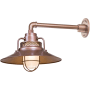 Millennium Lighting RLM 1 Light Outdoor Wall Sconce with 14" Wide Railroad Shade and 13" Gooseneck Stem Copper