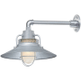 Millennium Lighting RLM 1 Light Outdoor Wall Sconce with 14" Wide Railroad Shade and 13" Gooseneck Stem Galvanized